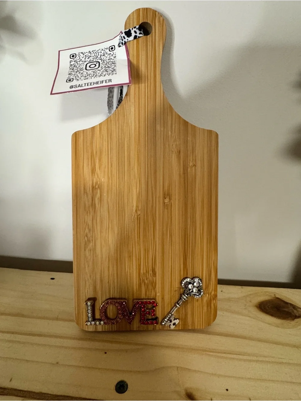 Wooden Kitchen Accent with Pink and Red LOVE Embellishment